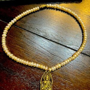 Buddha pearl choker - real pinkish pearls, newly handmade